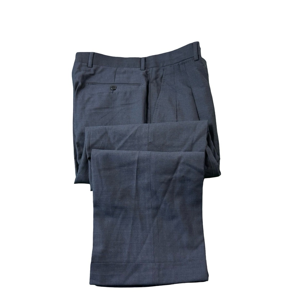 Ermenegildo Zegna Blue Black Checked Pleated Trouser Pant Size 32X30